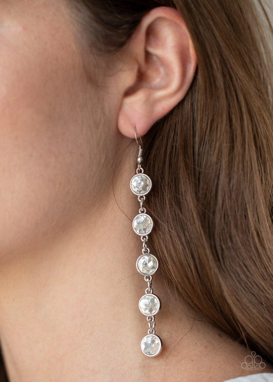 Paparazzi Accessories-Trickle Down Twinkle - White Earrings