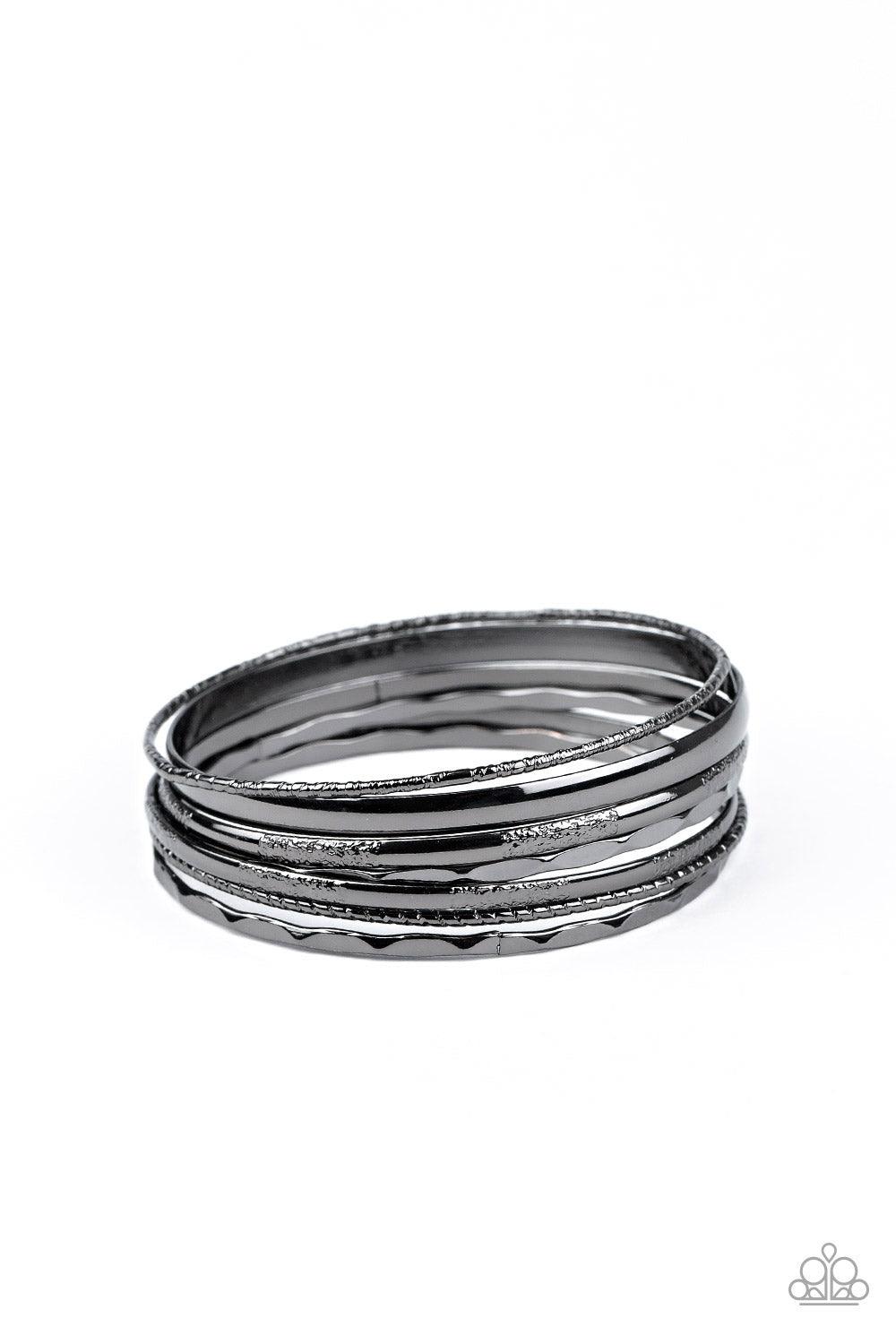 Paparazzi Accessories-Top Of The Heap - Black Bracelets