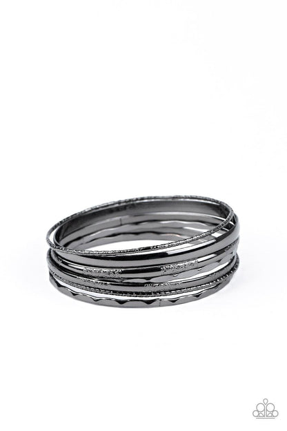 Paparazzi Accessories-Top Of The Heap - Black Bracelets