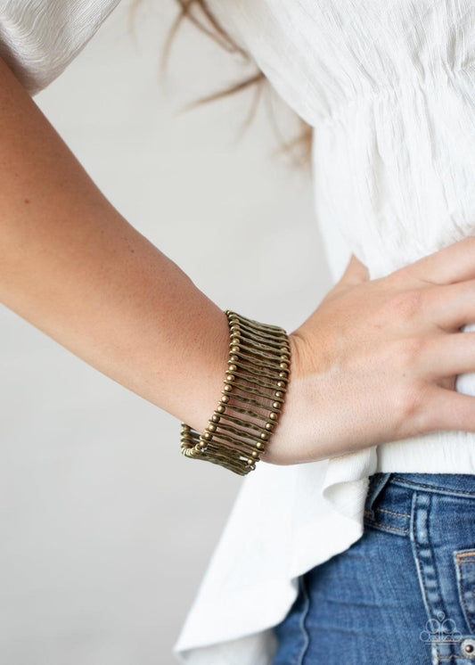  Paparazzi Accessories-Rustic Rebellion - Brass Bracelet