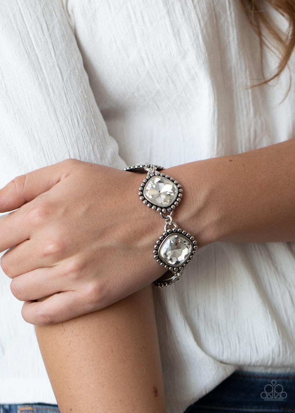 Paparazzi Accessories-Megawatt - White Bracelet