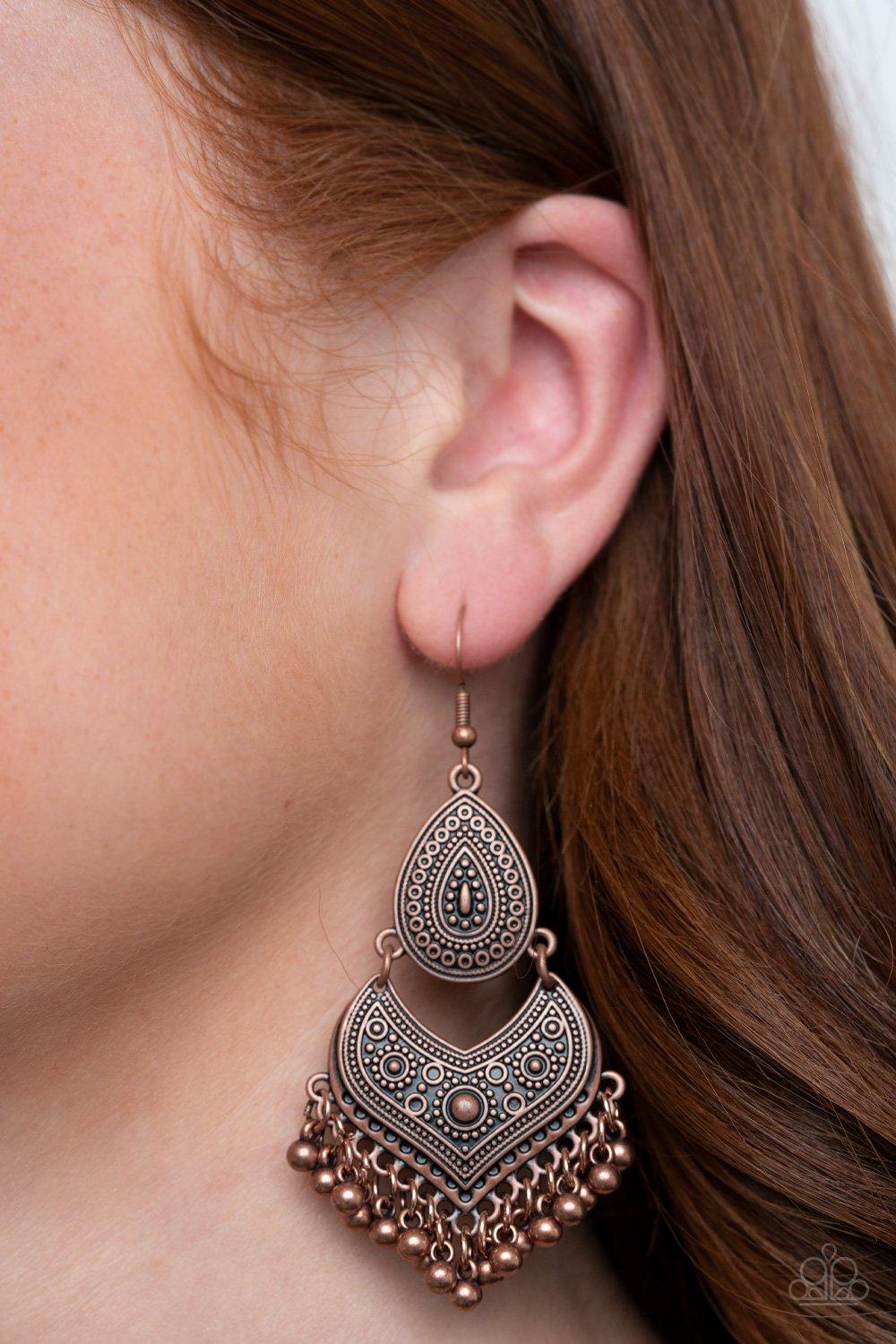 Paparazzi Accessories-Music To My Ears - Copper Earrings