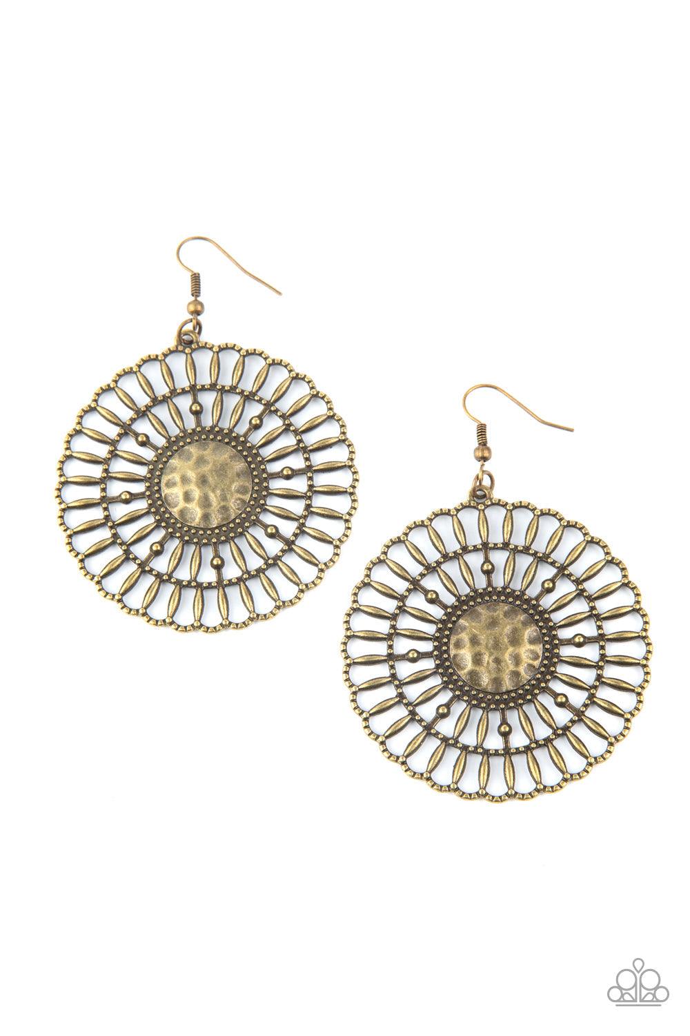 Paparazzi Accessories-Rustic Groves - Brass Earrings