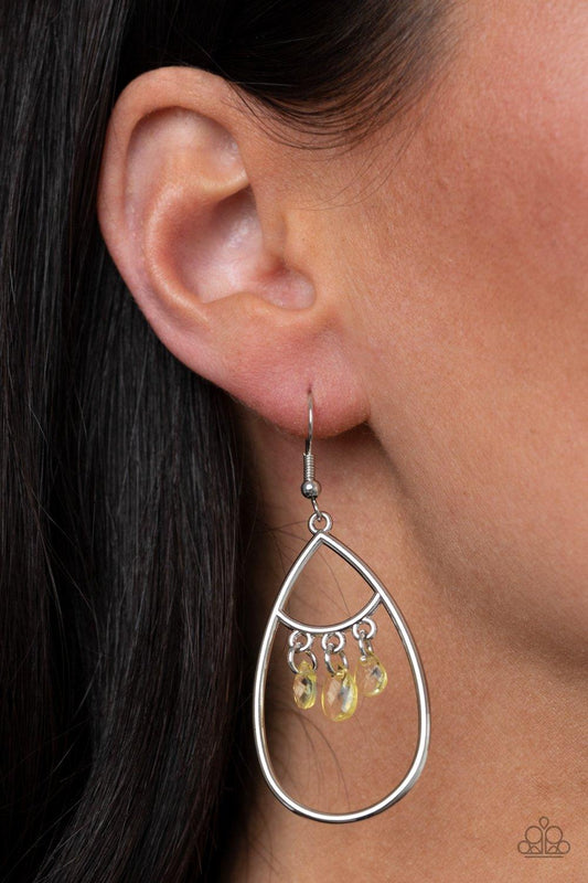 Paparazzi Accessories-Shimmer Advisory - Yellow Earrings