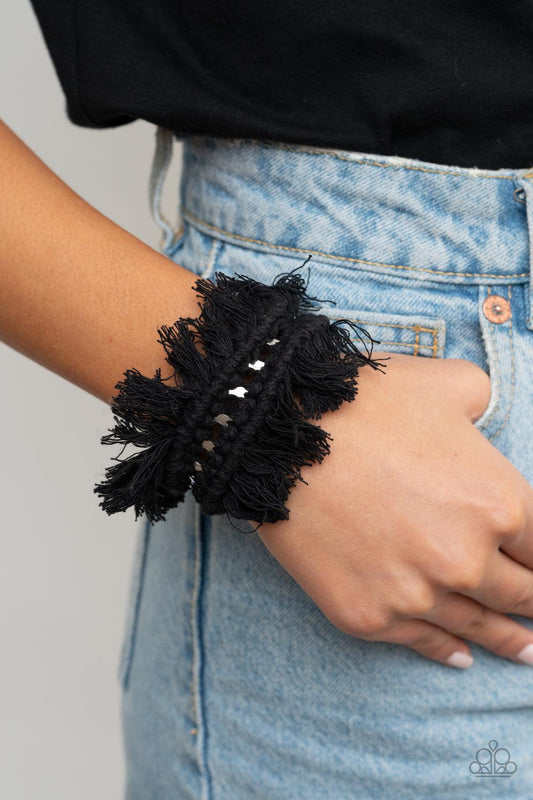 Paparazzi Accessories-Homespun Hardware - Black Bracelet