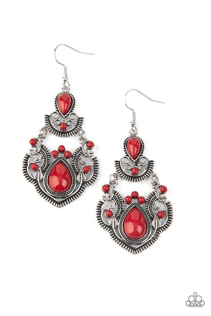 Paparazzi Accessories-Palm Tree Tiaras - Red Earrings