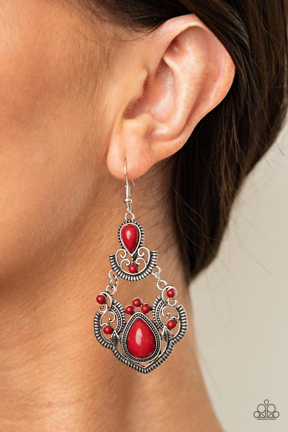 Paparazzi Accessories-Palm Tree Tiaras - Red Earrings