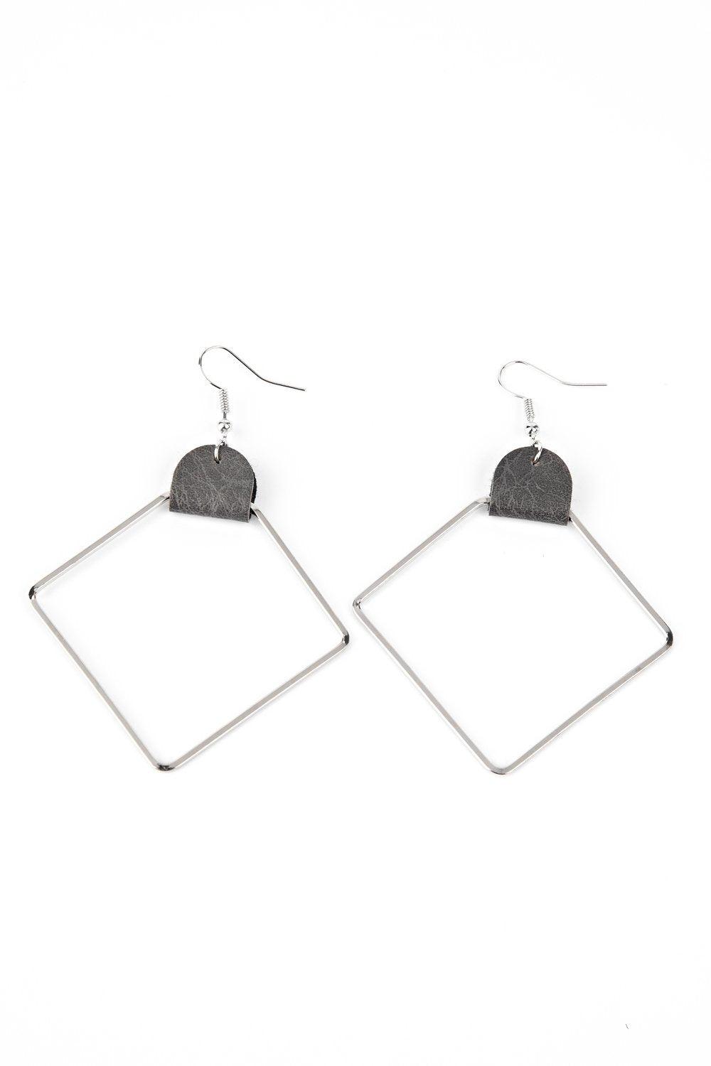 Paparazzi Accessories-Friends of a LEATHER - Silver Earrings