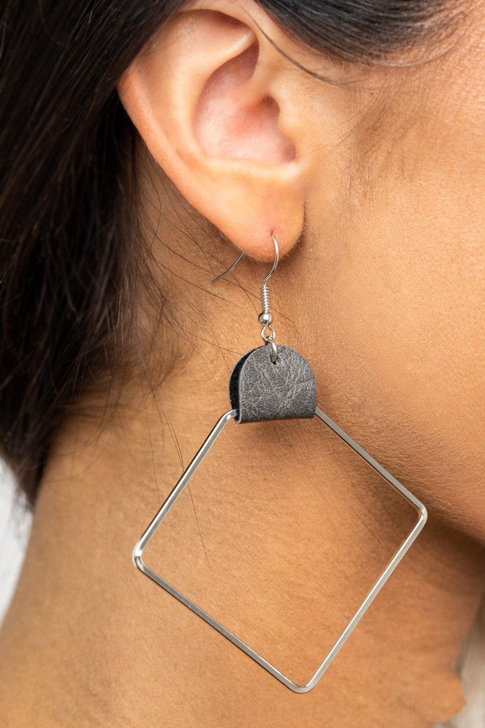 Paparazzi Accessories-Friends of a LEATHER - Silver Earrings