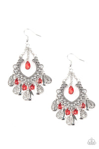 Paparazzi Accessories-Musical Gardens - Red Earrings