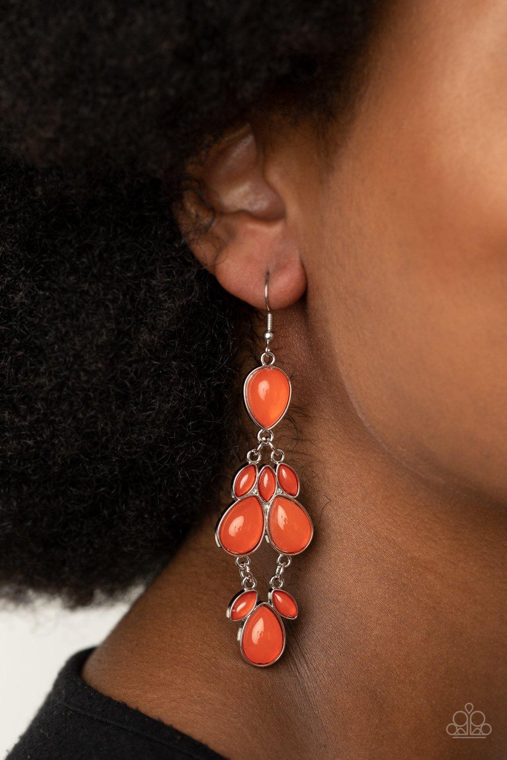 Paparazzi Accessories-Superstar Social - Orange Earrings