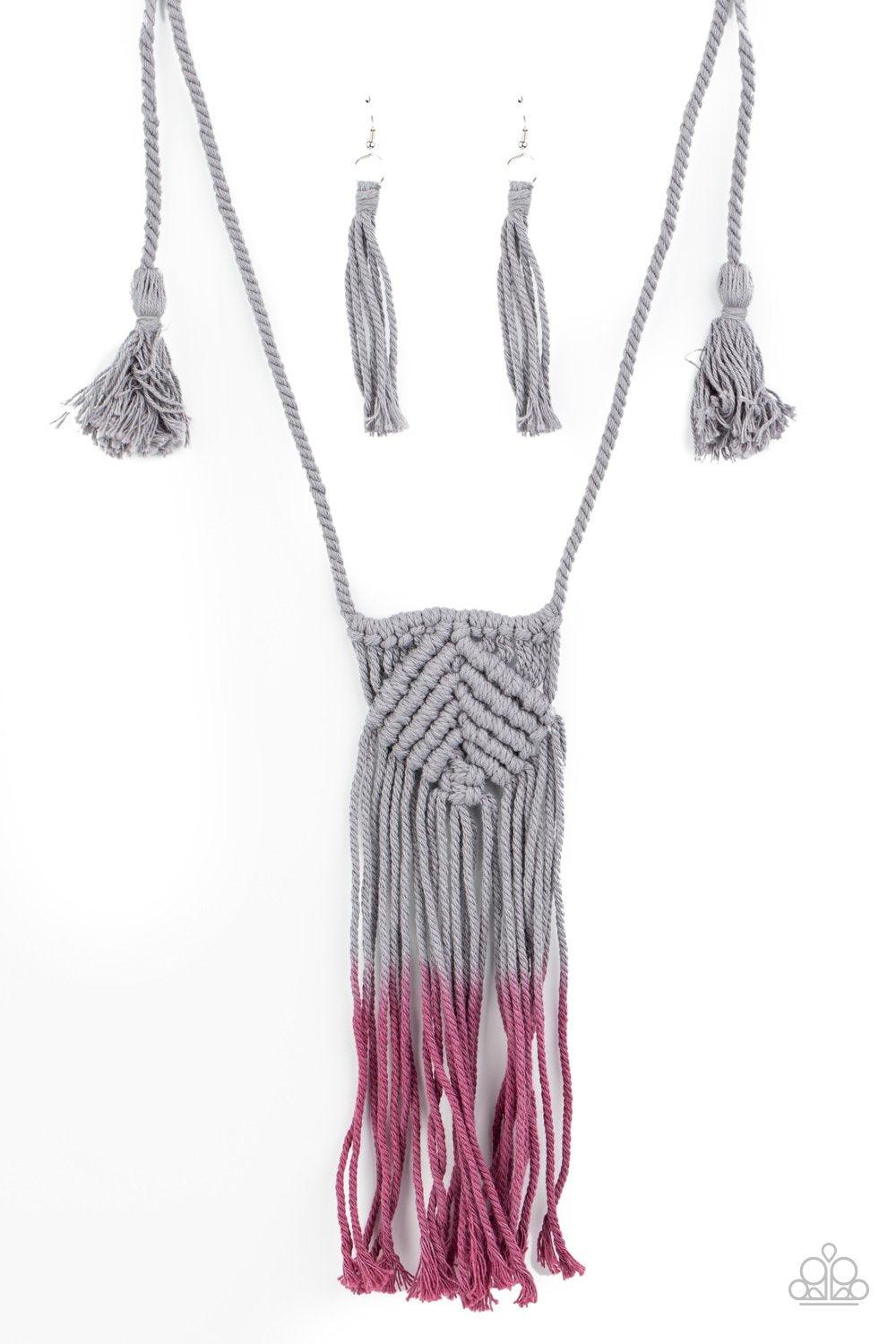 Paparazzi Accessories-Look At MACRAME Now - Purple Necklace