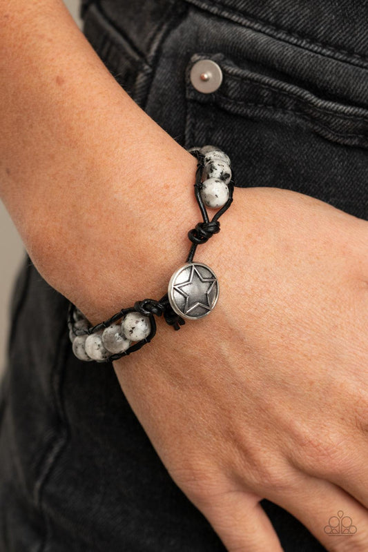 Paparazzi Accessories-Homespun Stones - White Bracelet