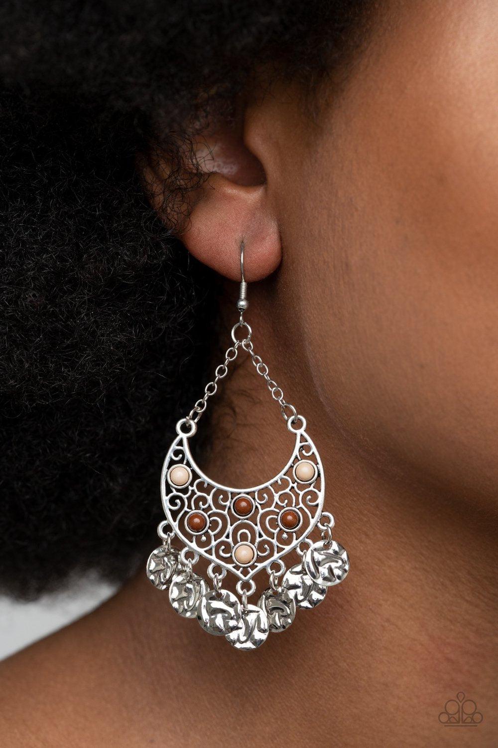 Paparazzi Accessories-Musical Murals - Brown Earrings