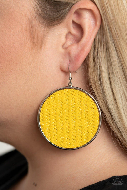 Paparazzi Accessories-Wonderfully Woven - Yellow Earrings