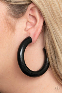 Paparazzi Accessories-I WOOD Walk 500 Miles - Black Earrings