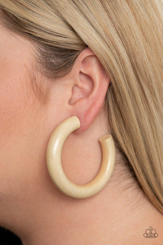 Paparazzi Accessories-I WOOD Walk 500 Miles - White Earrings