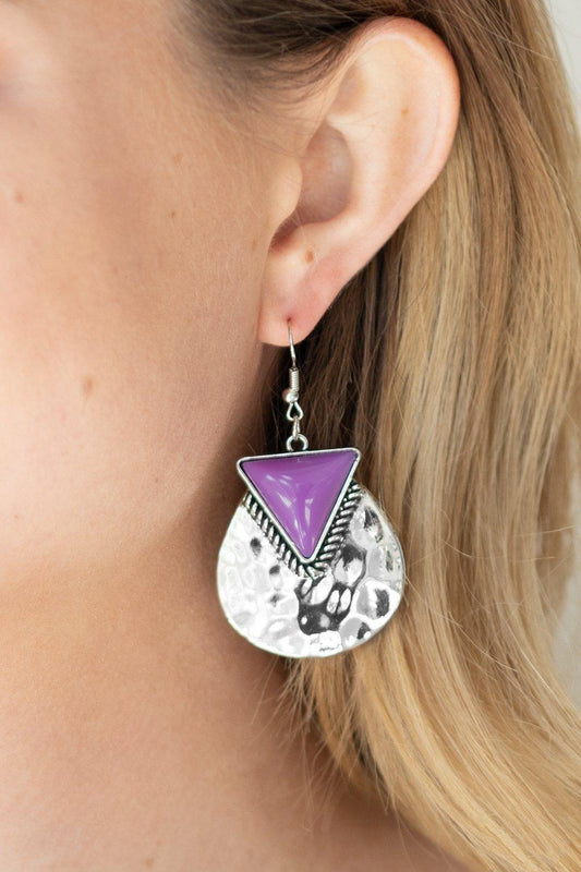 Paparazzi Accessories-Road Trip Treasure - Purple Earrings