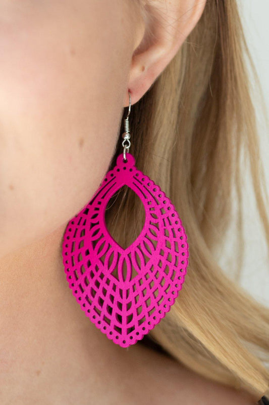 Paparazzi Accessories-One Beach At A Time - Pink Earrings