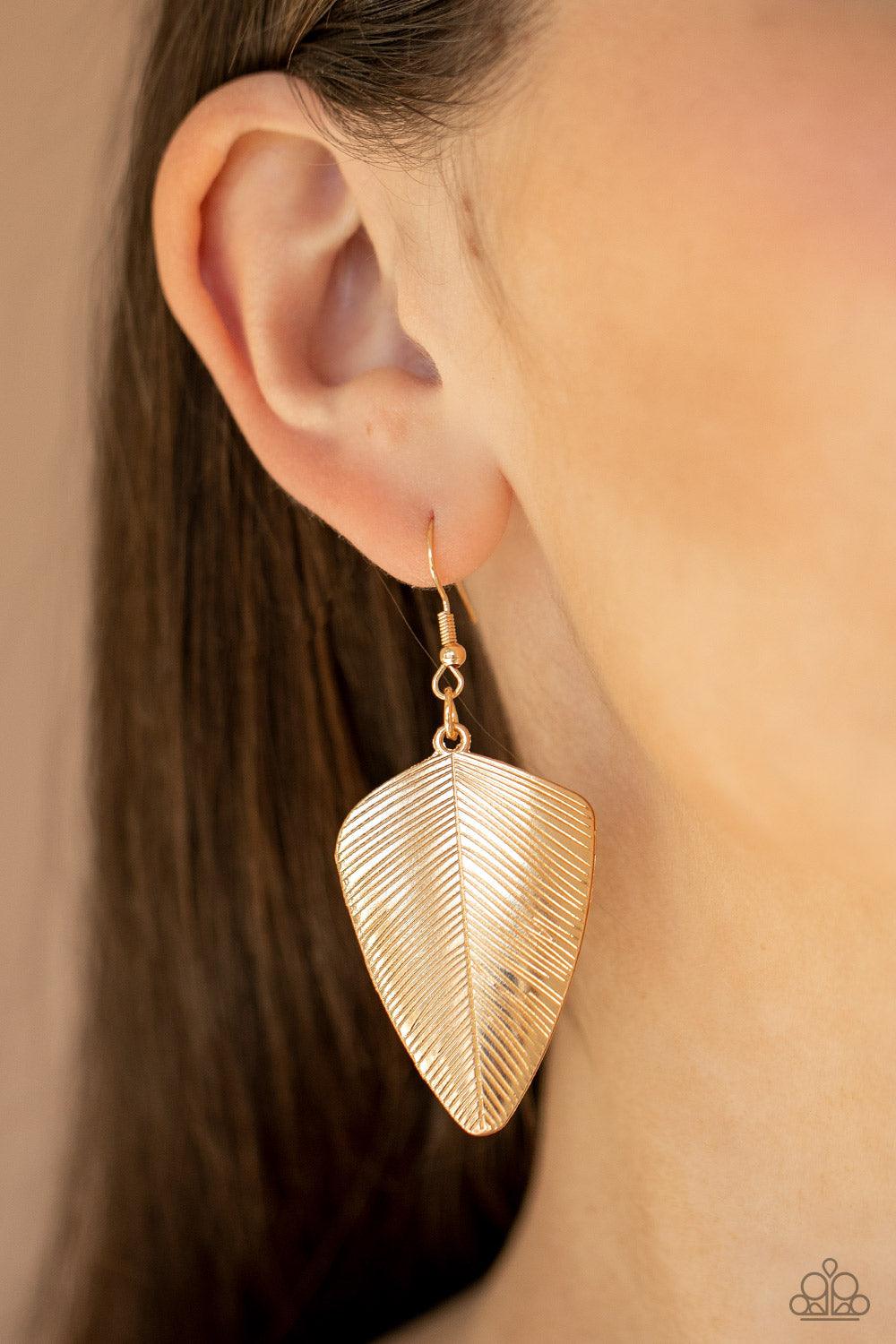 Paparazzi Accessories-One Of The Flock - Gold Earrings