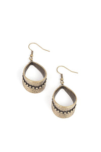  Paparazzi Accessories-STIRRUP Some Trouble - Brass Earrings