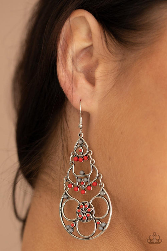 Paparazzi Accessories-Garden Melody - Red Earrings