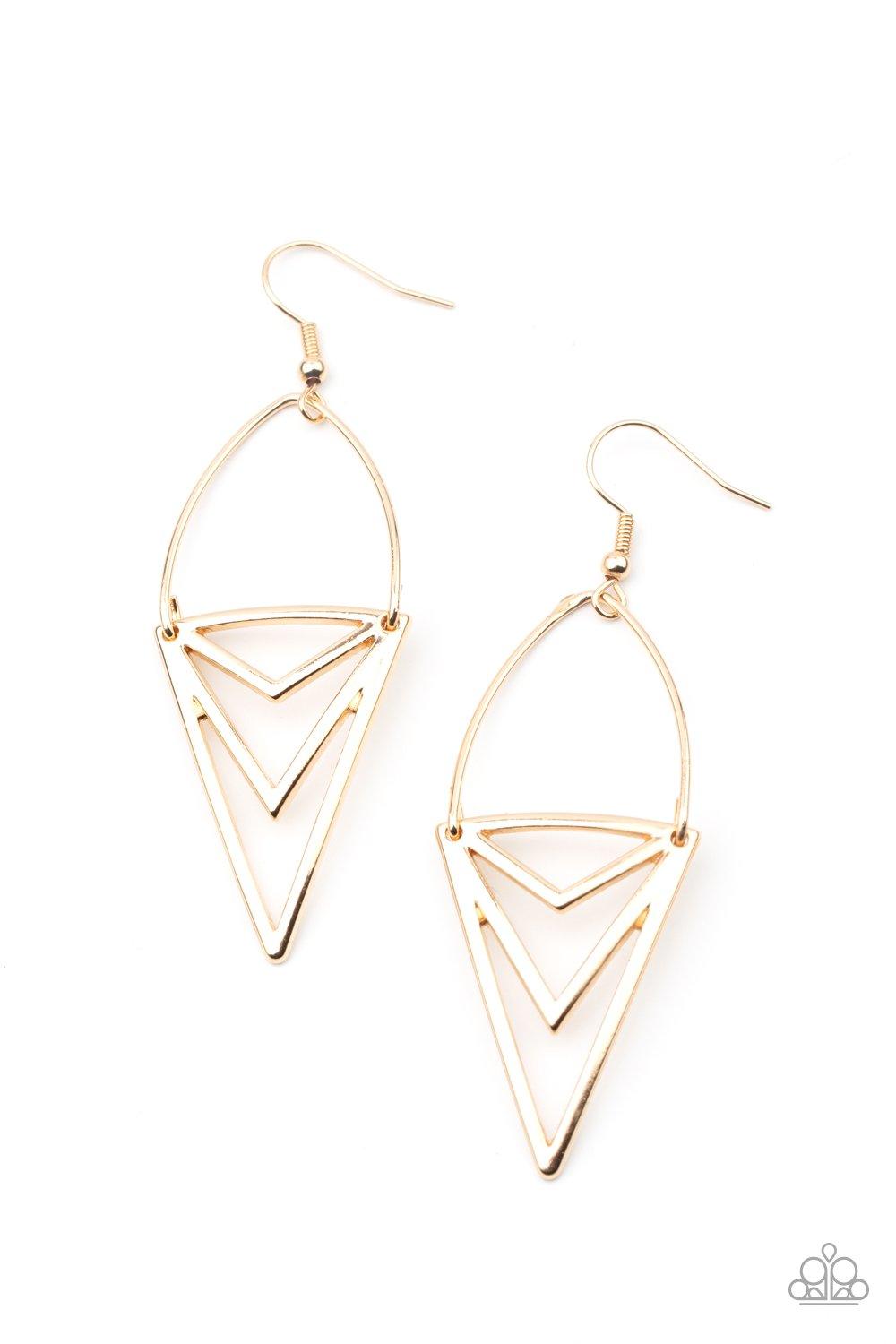 Paparazzi Accessories-Proceed With Caution - Gold Earrings