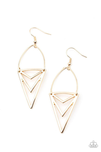 Paparazzi Accessories-Proceed With Caution - Gold Earrings