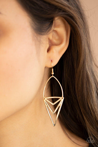 Paparazzi Accessories-Proceed With Caution - Gold Earrings