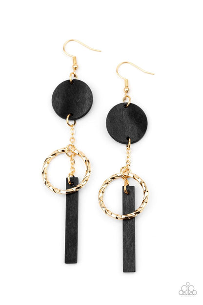 Paparazzi Accessories-Raw Refinement - Black Earrings