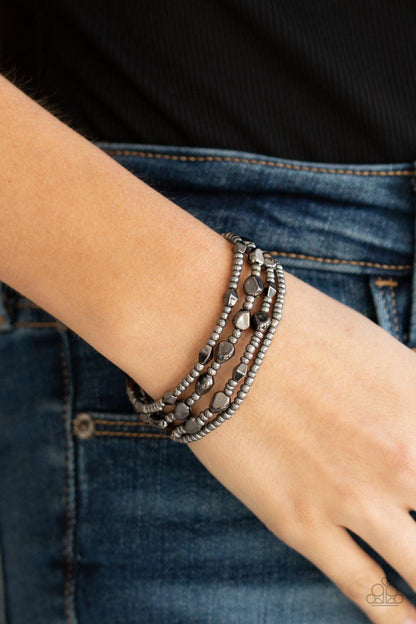 Paparazzi Accessories-Fashionably Faceted - Black Bracelets