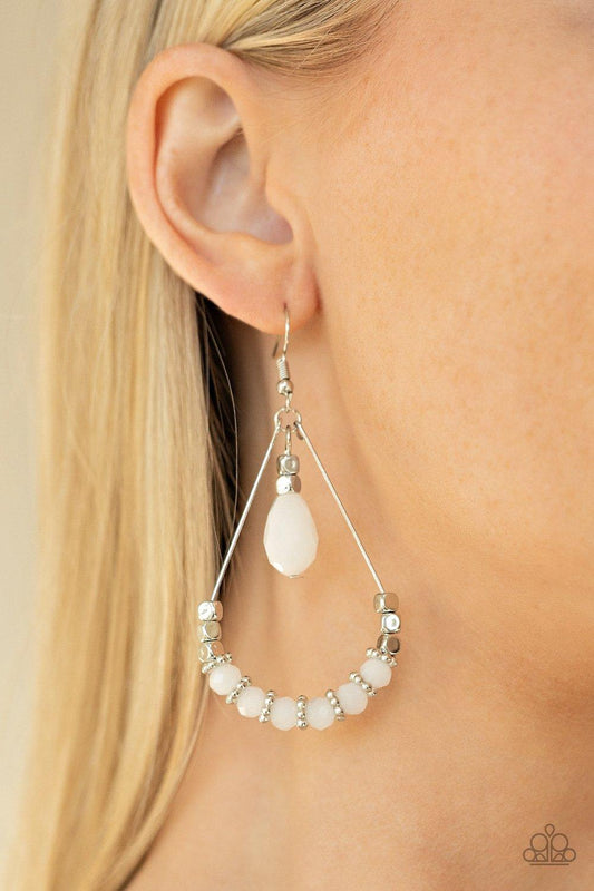 Paparazzi Accessories-Lovely Lucidity - White Earrings