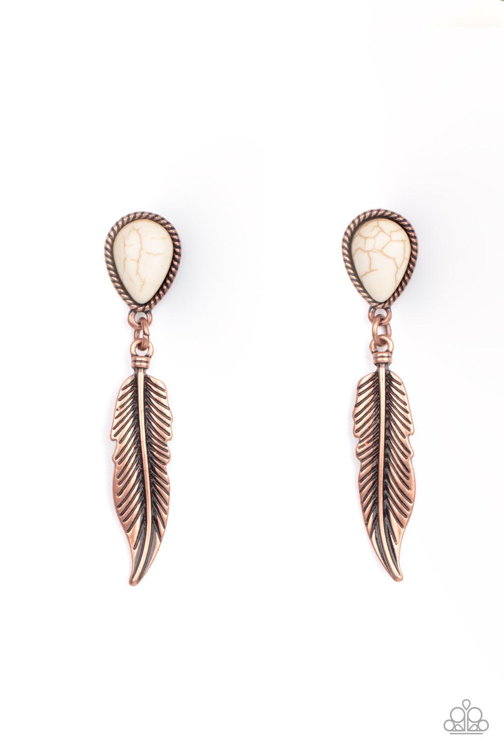 Paparazzi Accessories-Totally Tran-QUILL - Copper Earrings