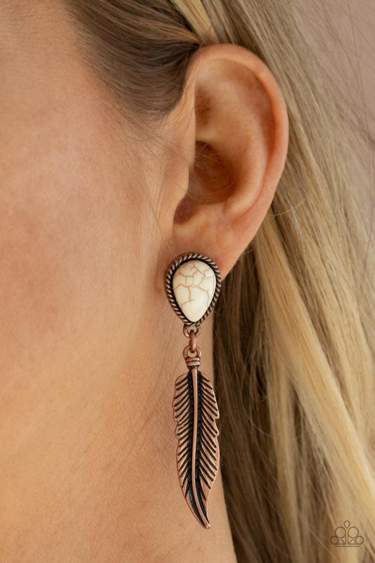 Paparazzi Accessories-Totally Tran-QUILL - Copper Earrings