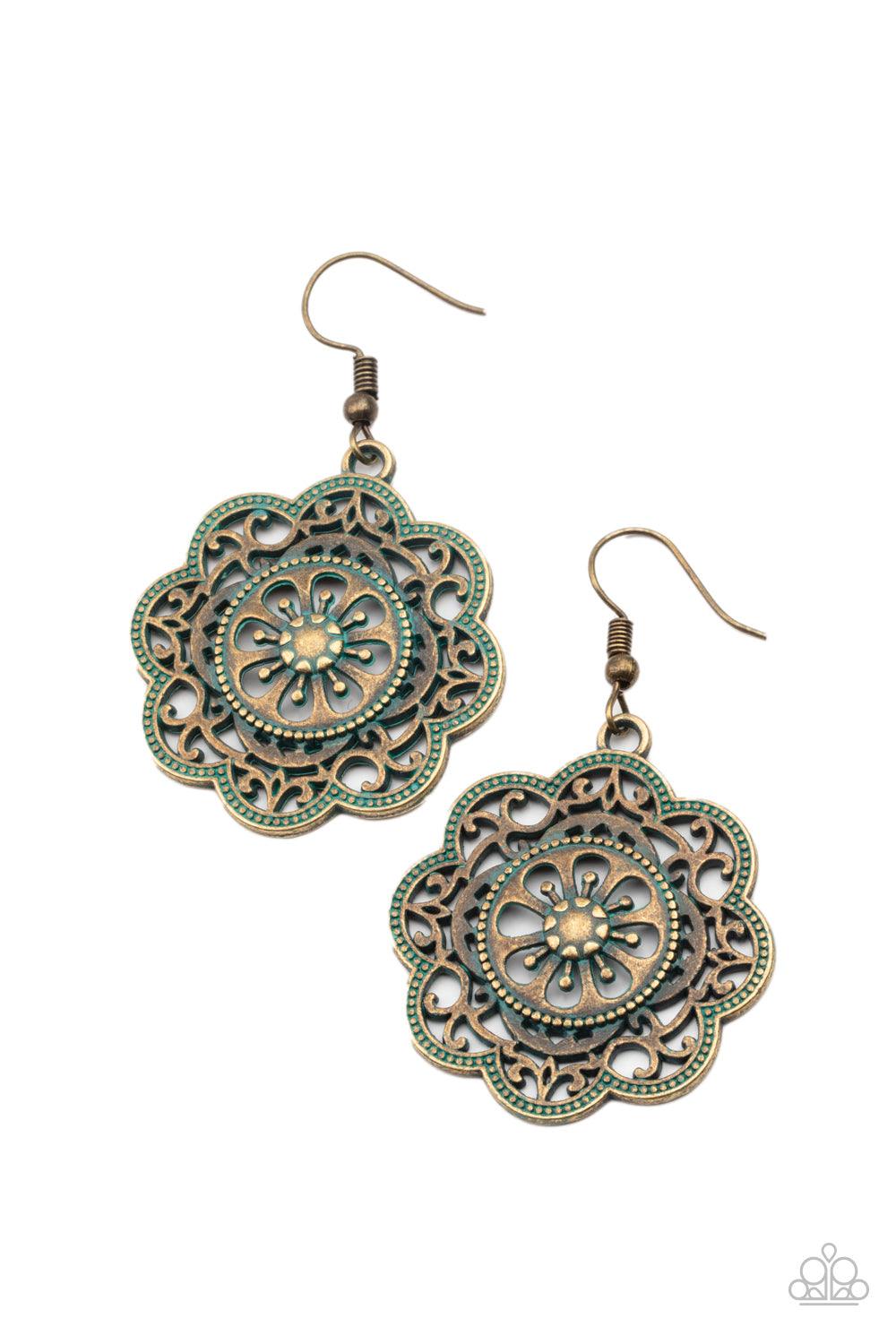 Paparazzi Accessories-Western Mandalas - Brass Earrings