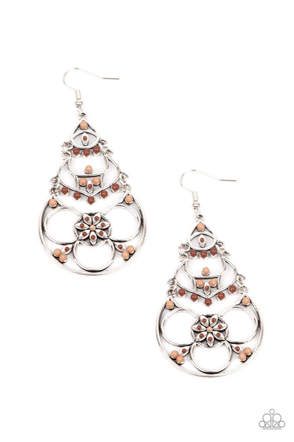 Paparazzi Accessories-Garden Melody - Brown Earrings