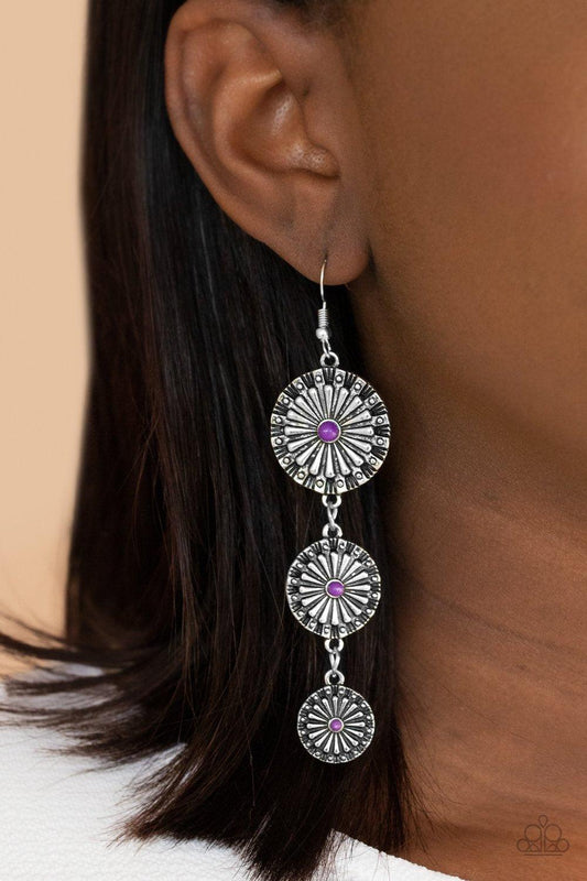 Paparazzi Accessories-Festively Floral - Purple Earrings