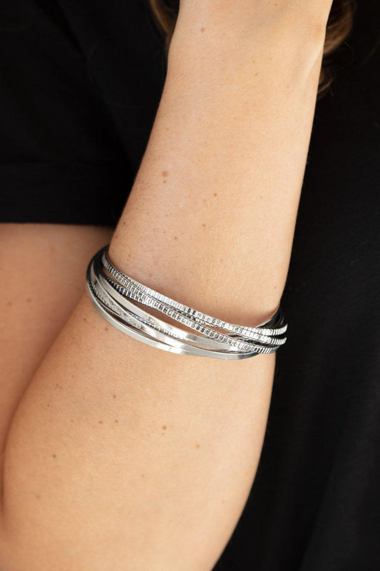 Paparazzi Accessories-Trending in Tread - Silver Bracelets