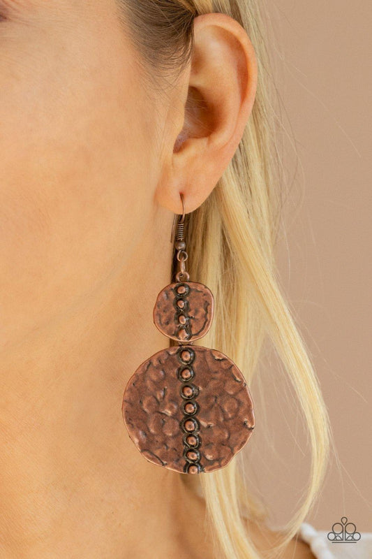 Paparazzi Accessories-Metro Metalhead - Copper Earrings