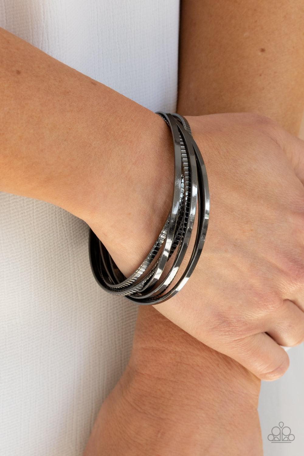 Paparazzi Accessories-Trending in Tread - Black Bracelets