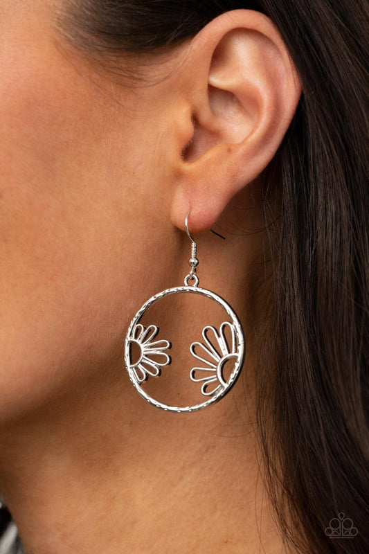 Paparazzi Accessories-Demurely Daisy - Silver Earrings