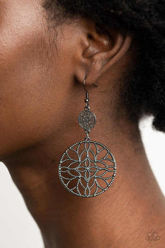 Paparazzi Accessories-Mandala Eden - Black Earrings