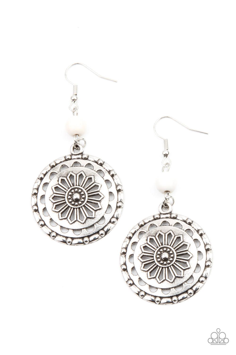 Paparazzi Accessories-Flowering Frontiers - White Earrings