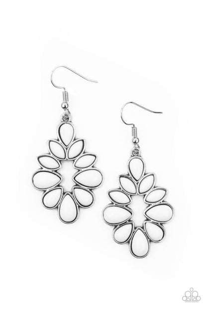 Paparazzi Accessories-Burst Into TEARDROPS - White Earrings