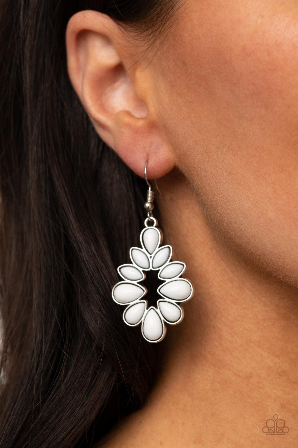 Paparazzi Accessories-Burst Into TEARDROPS - White Earrings