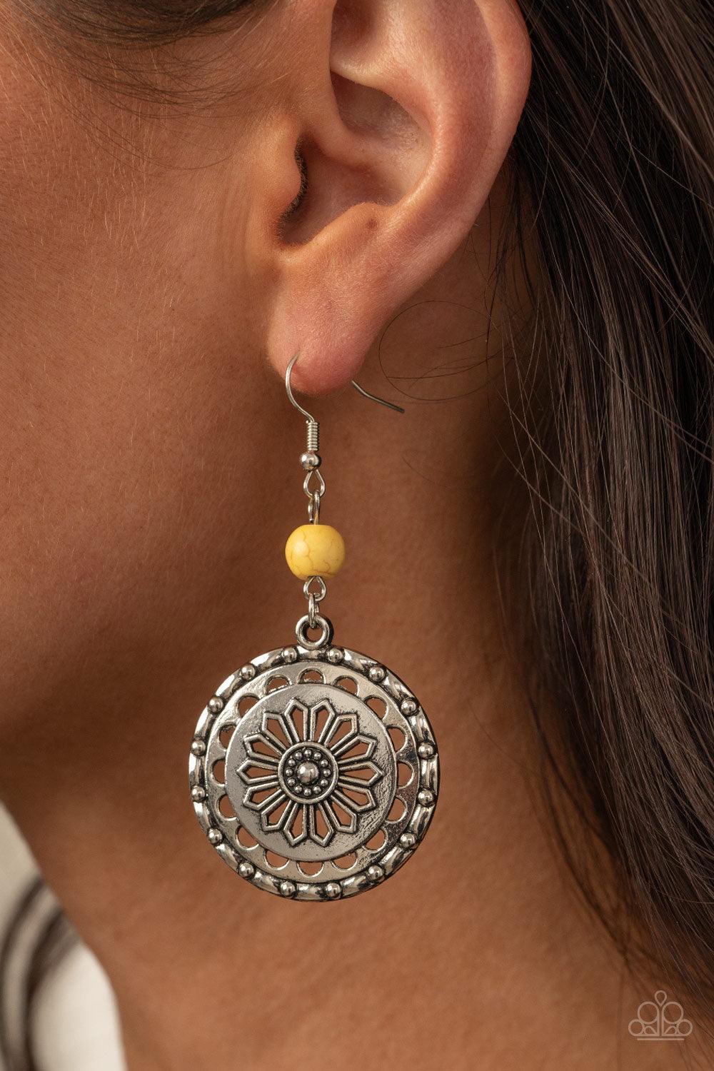 Flowering Frontiers Yellow Earrings-Jewelry by Bretta