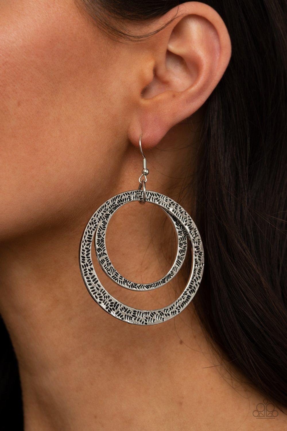 Paparazzi Accessories-Rounded Out - Silver Earrings