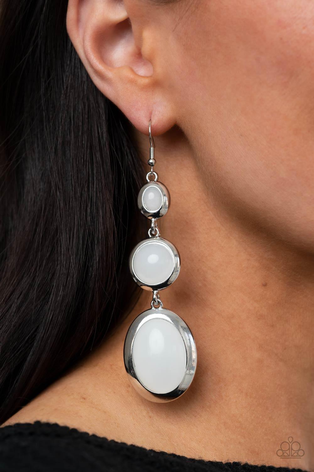 Retro Reality White Earrings - Jewelry By Bretta