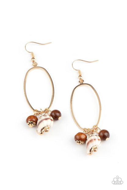 Paparazzi Accessories-Golden Grotto Brown Earrings