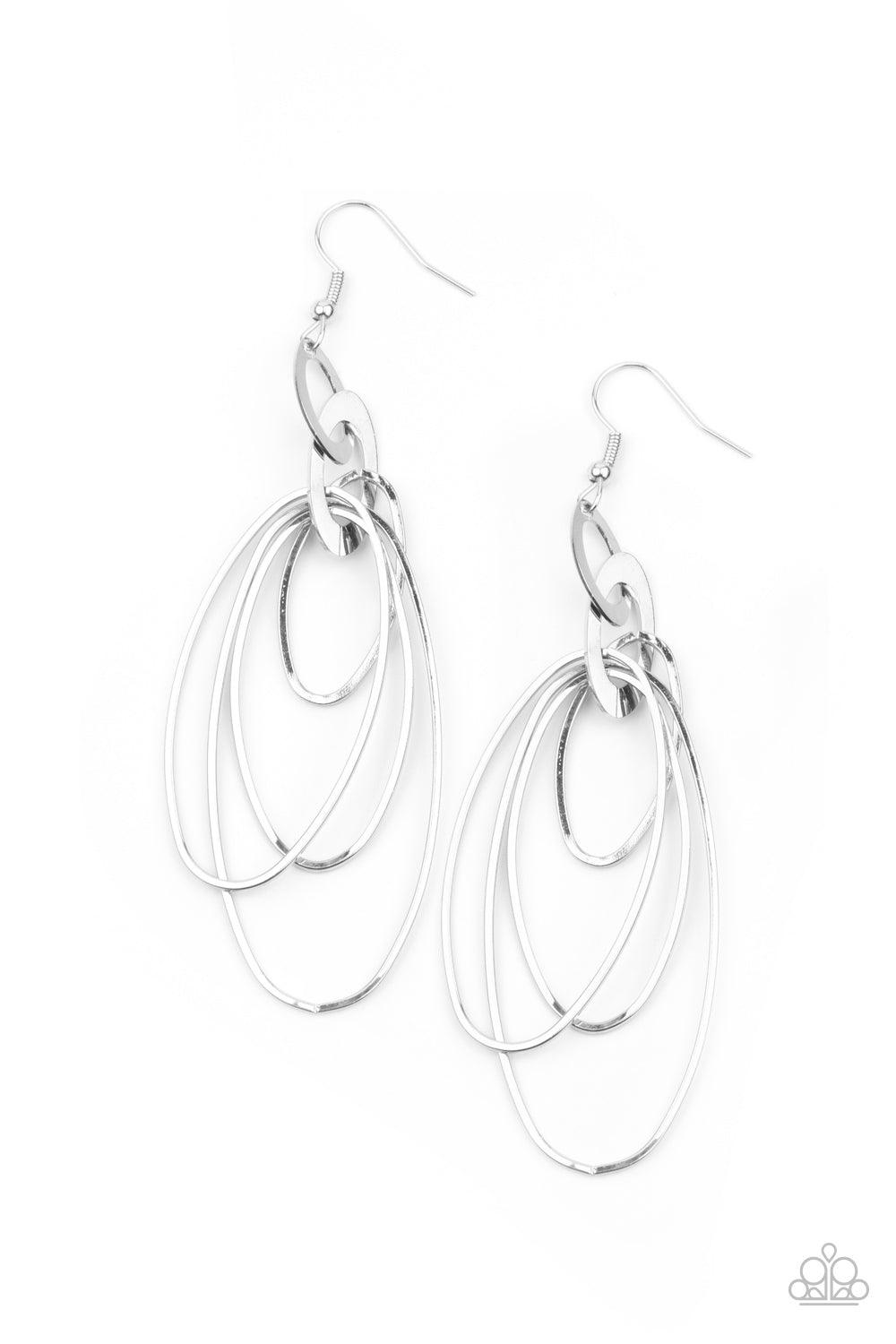 Paparazzi Accessories-OVAL The Moon - Silver Earrings